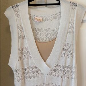 Airy and Fem Ivory Crochet Sleeveless Tunic or Minidress (slip not included)